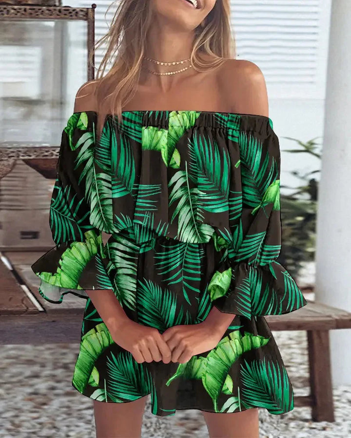 Trendy Boho Mini Dress with One-Shoulder Design and Airy Fit - Ysa