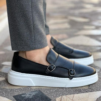 Zapatillas de cuero para hombre sin cordones con detalles de hebillas – Dante