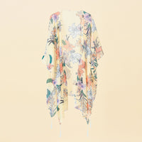 Kimono con estampado de flores y flecos – Liora