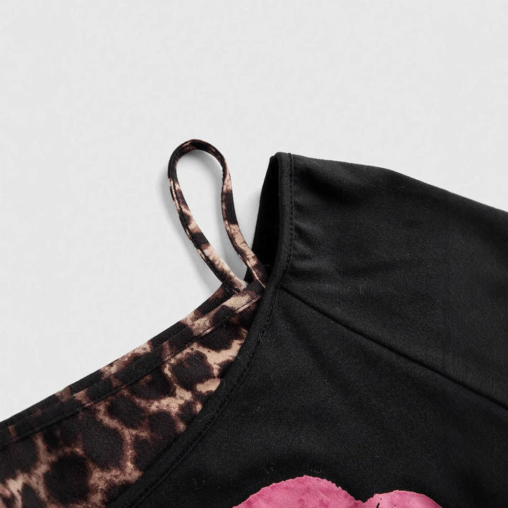 Trendy dame off-shoulder skjorte med leopardprint – Zaria