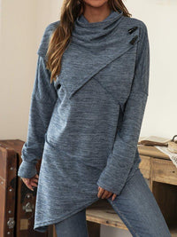 Asymmetric Shirt with Waterfall Collar - Liora