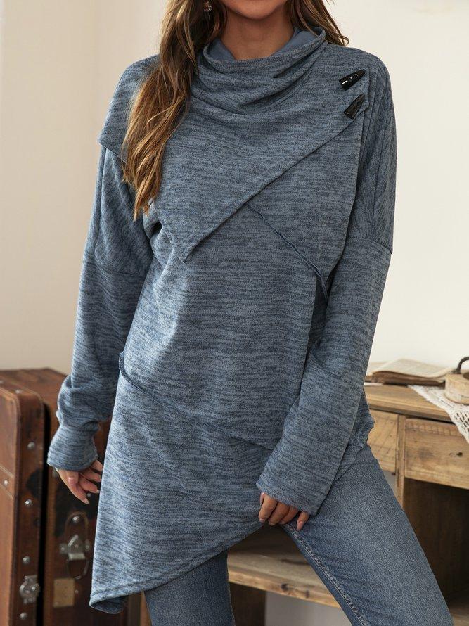 Asymmetric Shirt with Waterfall Collar - Liora