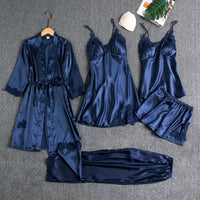 5-piece satin sleep set with lace for women – Liora