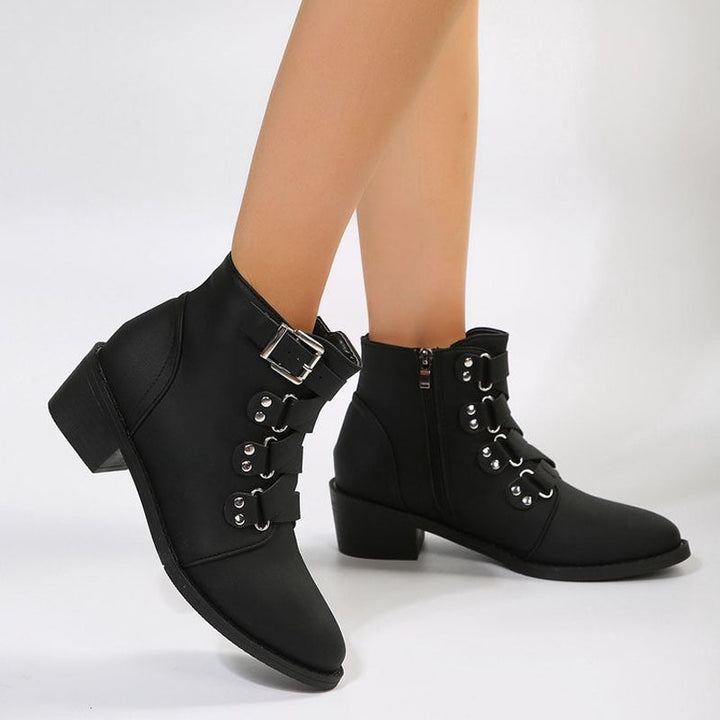 Women's ankle boots with block heel in vintage look – Yolisa
