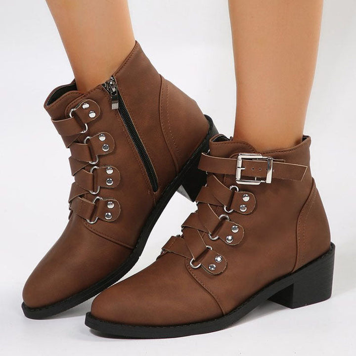Women's ankle boots with block heel in vintage look – Yolisa