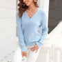 Damen Strickpullover mit V-Ausschnitt in lockerer Passform – Wanfrieda
