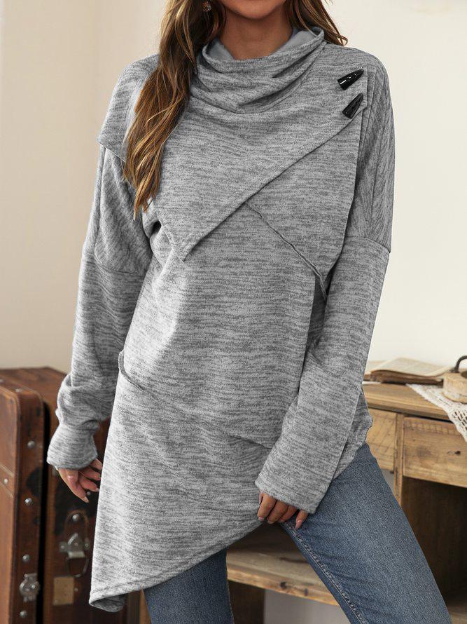 Asymmetric Shirt with Waterfall Collar - Liora