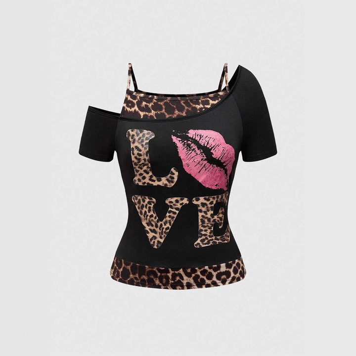 Trendy dame off-shoulder skjorte med leopardprint – Zaria