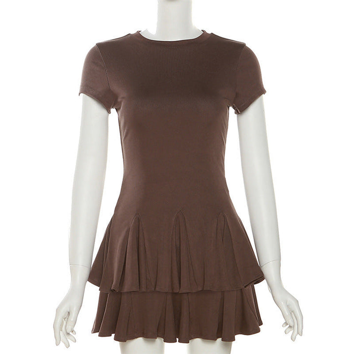 Stylish mini dress with peplum and round neckline – Nayeli