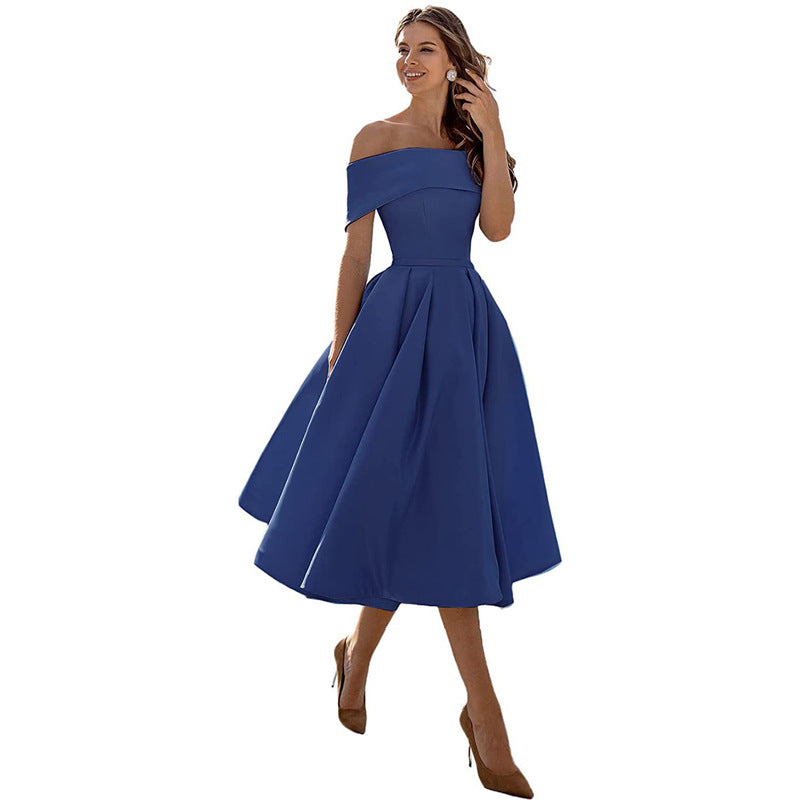 Off-shoulder & Figure-hugging Satin Party Dress for Women – Mirella