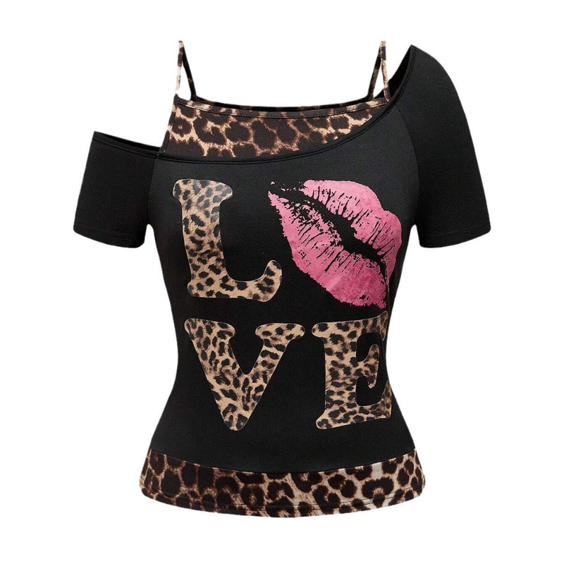 Trendy dame off-shoulder skjorte med leopardprint – Zaria