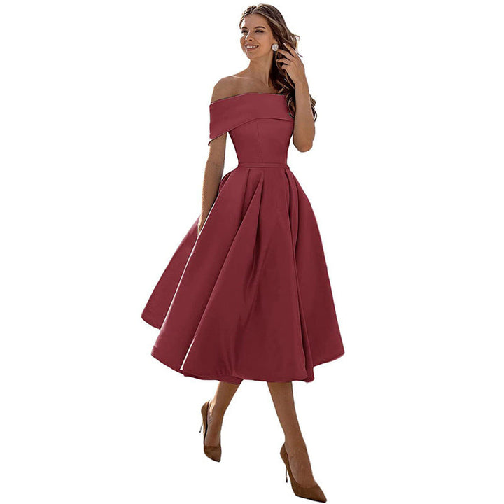 Off-shoulder & Figure-hugging Satin Party Dress for Women – Mirella
