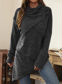 Asymmetric Shirt with Waterfall Collar - Liora