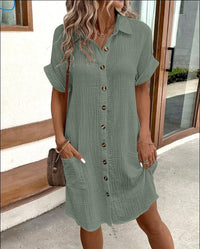Summer dress with button closure and short sleeves – Lotte
