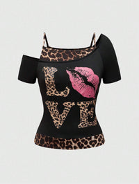 Trendy dame off-shoulder skjorte med leopardprint – Zaria