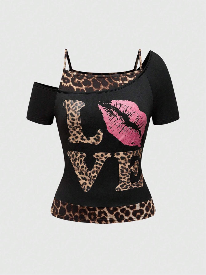Trendy dame off-shoulder skjorte med leopardprint – Zaria