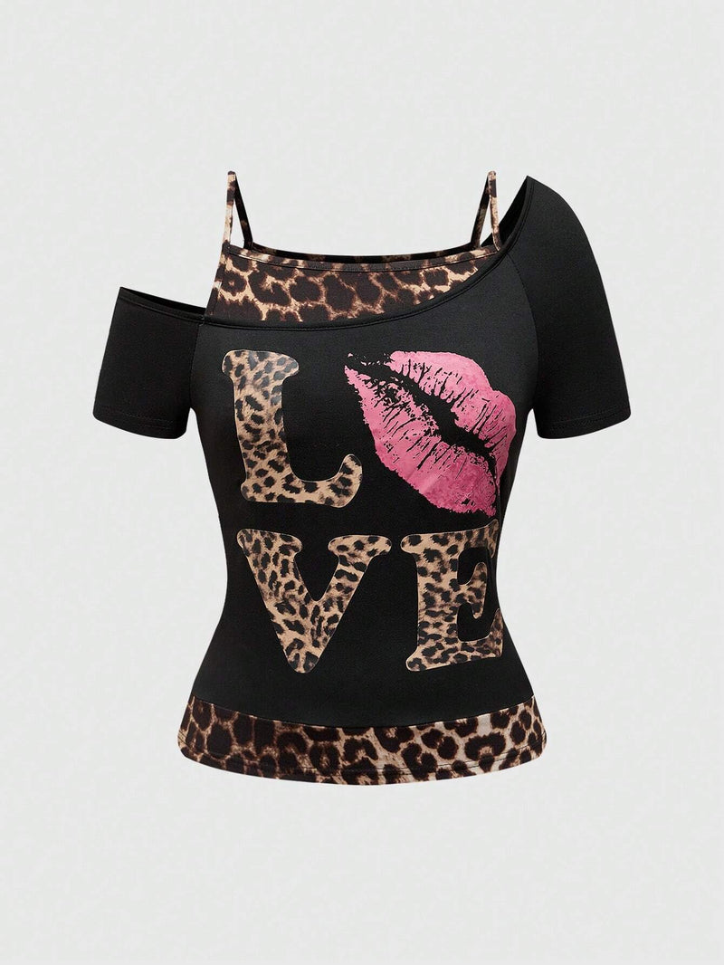 Trendy dame off-shoulder skjorte med leopardprint – Zaria