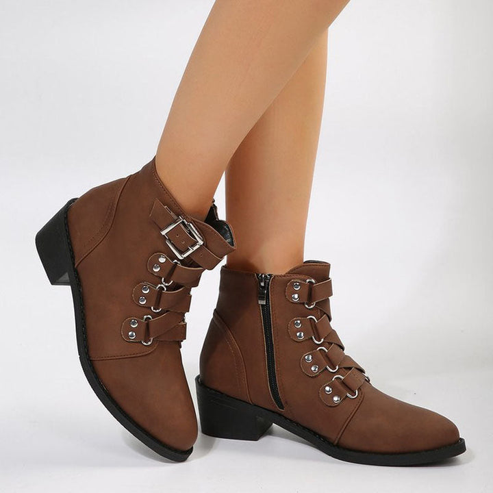Women's ankle boots with block heel in vintage look – Yolisa