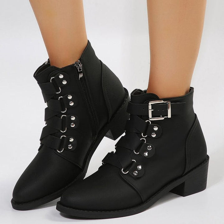 Women's ankle boots with block heel in vintage look – Yolisa