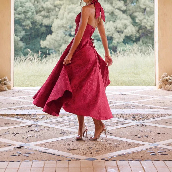 Vestido de cóctel estilo A para mujer con escote en V profundo – Liora