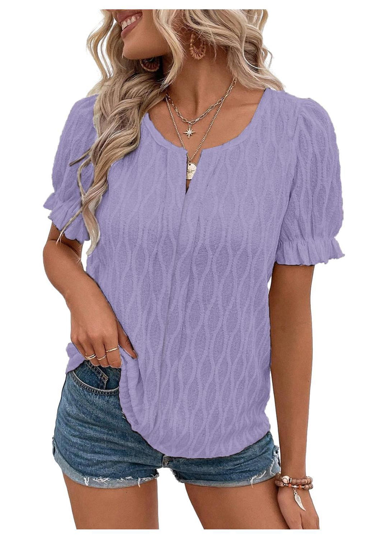 Luftiges & Stilvolles Damen Puffarm-Shirt mit Spitzenakzent – Noemi