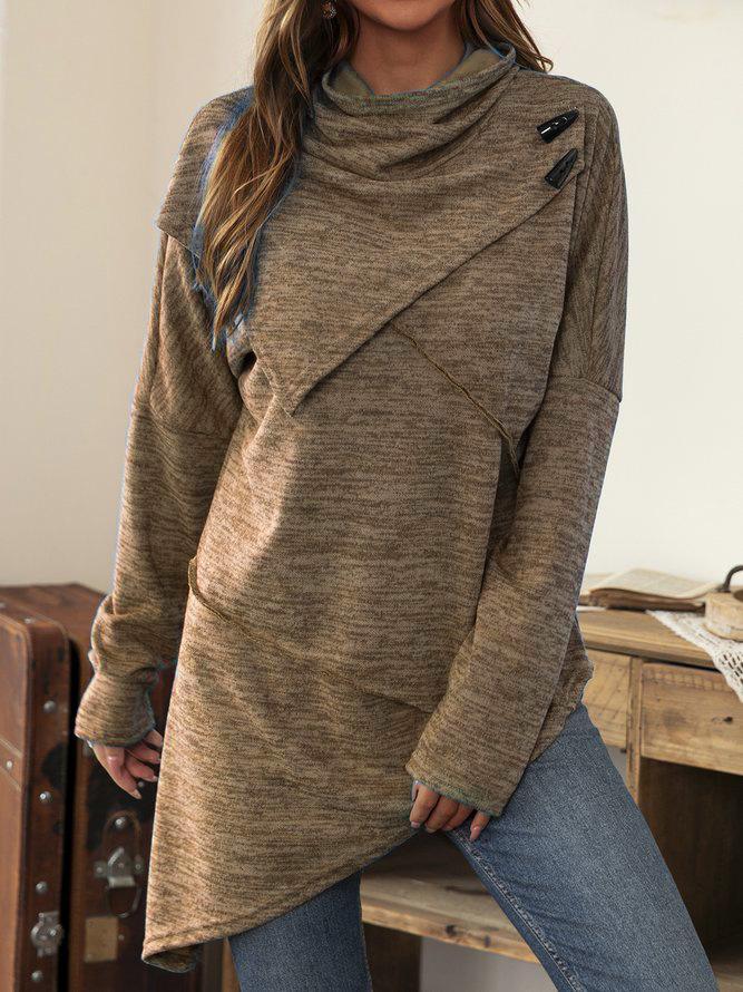 Asymmetric Shirt with Waterfall Collar - Liora