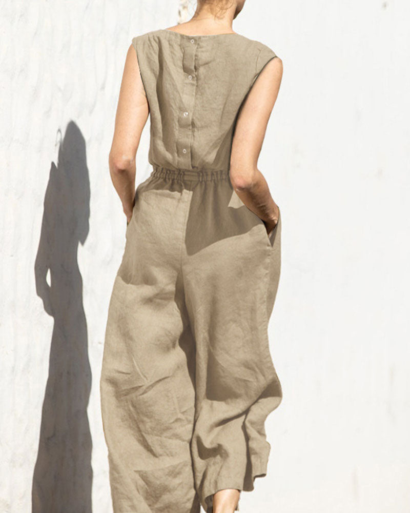 Sleeveless Jumpsuit with Wide Leg – Aurelia