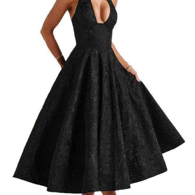 Vestido de cóctel estilo A para mujer con escote en V profundo – Liora