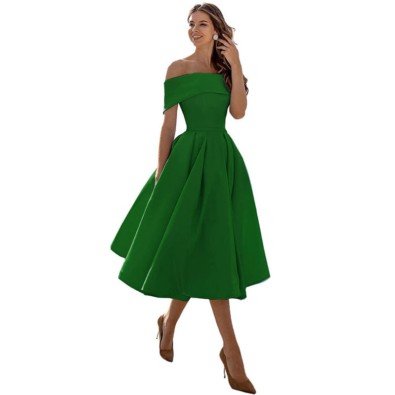 Off-shoulder & Figure-hugging Satin Party Dress for Women – Mirella