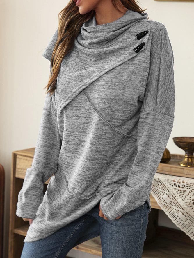 Asymmetric Shirt with Waterfall Collar - Liora