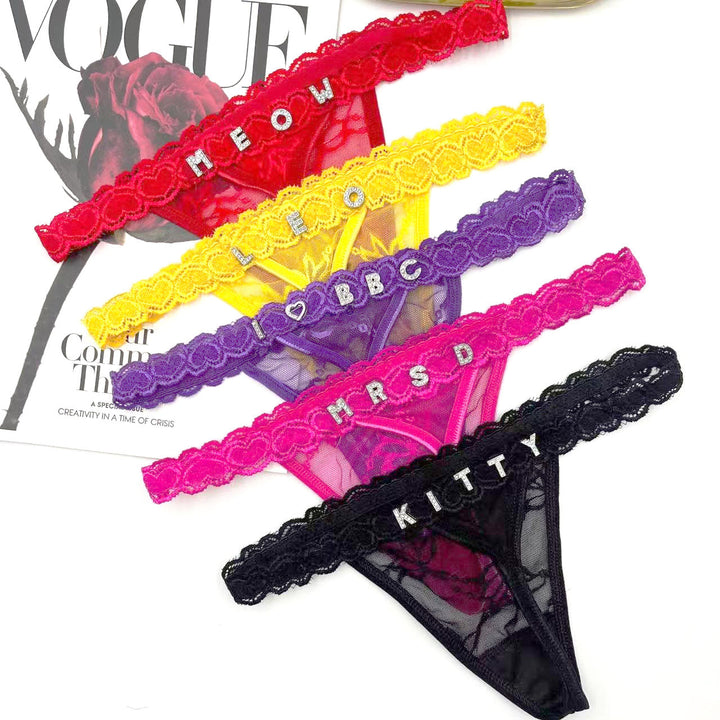 LaceFlair Custom Name Lace Lingerie with Crystal Letters 4