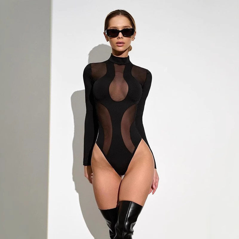 Trendy damebody med cut-outs og mesh-innlegg – Nayeli