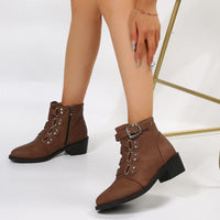 Women's ankle boots with block heel in vintage look – Yolisa