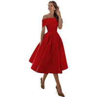 Off-shoulder & Figure-hugging Satin Party Dress for Women – Mirella
