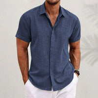 Airy men's linen shirt with short sleeves – Matteo