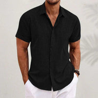Airy men's linen shirt with short sleeves – Matteo