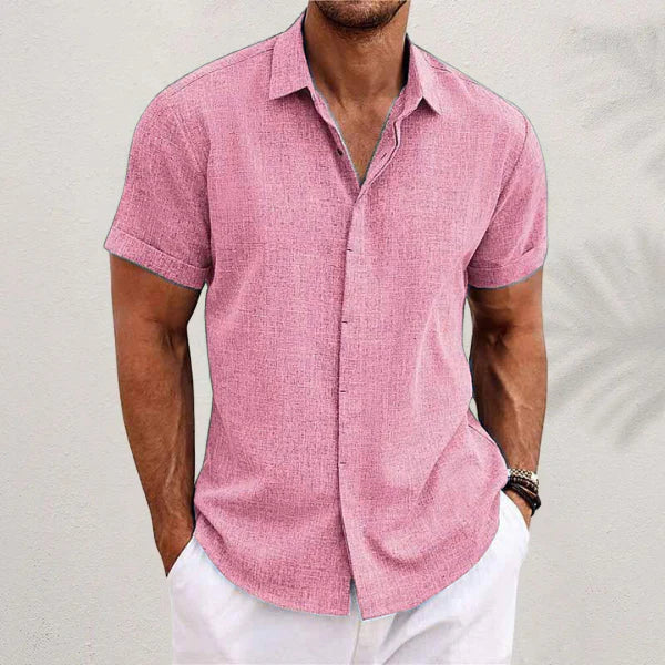 Airy men's linen shirt with short sleeves – Matteo