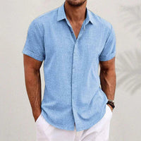 Airy men's linen shirt with short sleeves – Matteo