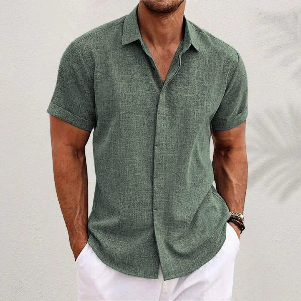 Airy men's linen shirt with short sleeves – Matteo