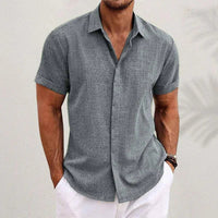 Airy men's linen shirt with short sleeves – Matteo