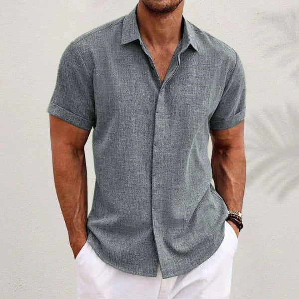Airy men's linen shirt with short sleeves – Matteo