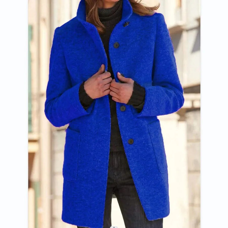 Wool coat with button closure for women - Eva