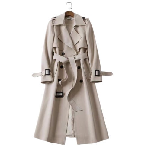 Elegant women's trench coat with double buttons – Celina