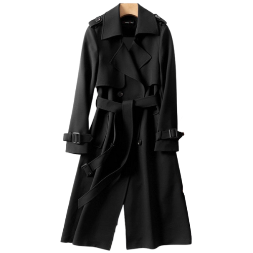 Elegant women's trench coat with double buttons – Celina