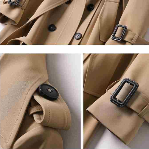 Elegant women's trench coat with double buttons – Celina