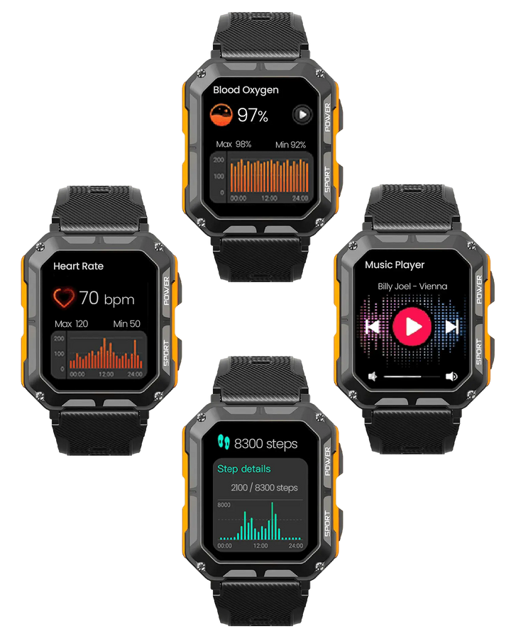 Robust smartwatch med pulsmåler og skridttæller - EnduranceX