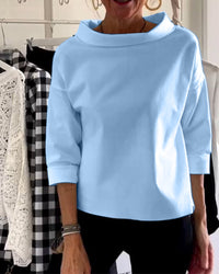 Blusa de otoño para mujer con cuello alto y mangas 3/4 – Mireille