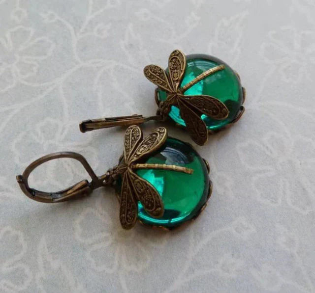 Stylish Crystal Antique Gold Earrings - Amarae