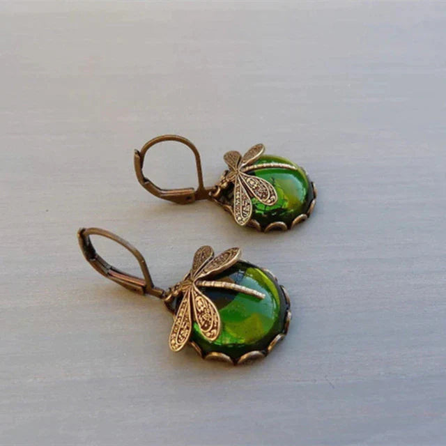 Stylish Crystal Antique Gold Earrings - Amarae