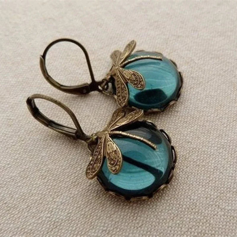 Stylish Crystal Antique Gold Earrings - Amarae